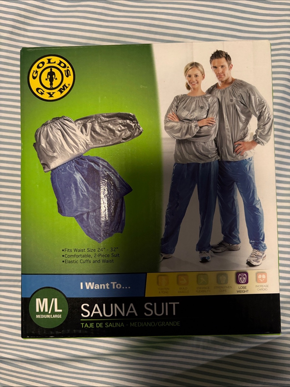 Gold's Gym Silver & Blue Sauna Suit - M/L brand new